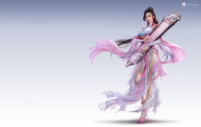 Fantasy girl with a traditional Chinese instrument