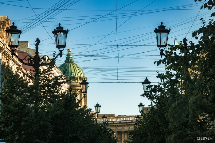 Street lamps and dome in Saint Petersburg, Russia