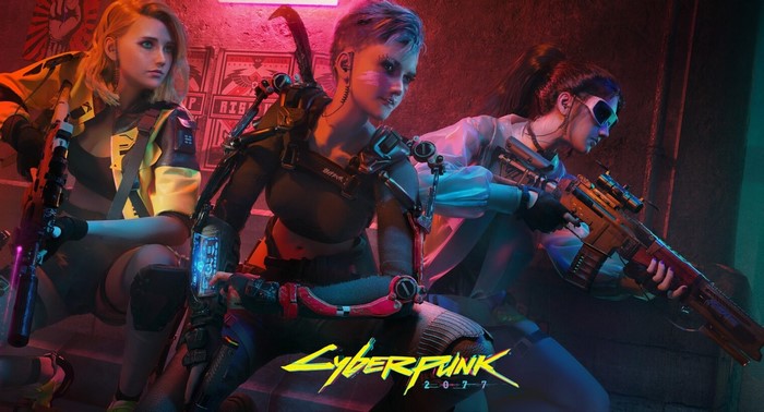 Three women with weapons in Cyberpunk 2077