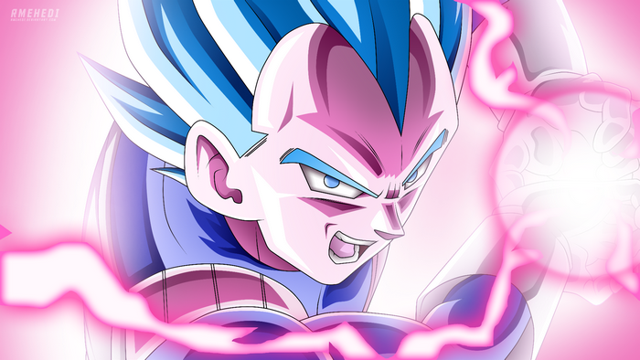 Vegeta from Dragon Ball Super using Super Saiyan Blue
