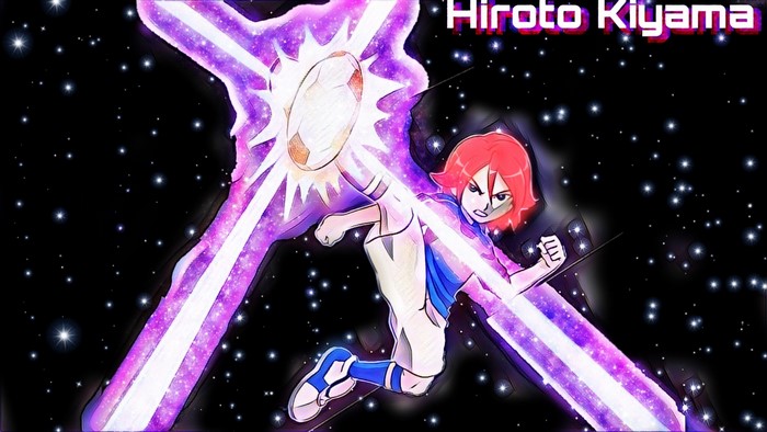 Hiroto Kiyama from Inazuma Eleven kicking a soccer ball