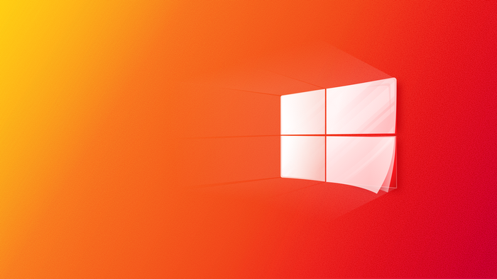 Microsoft Windows logo on orange and red gradient background