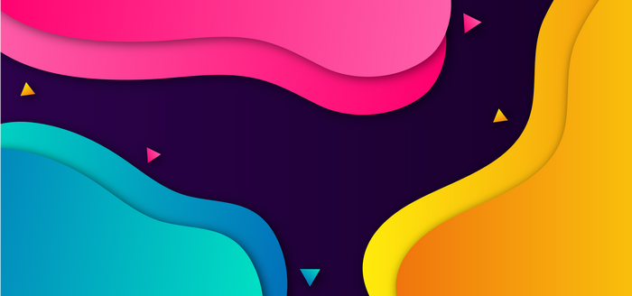 Abstract colorful wavy shapes on dark background