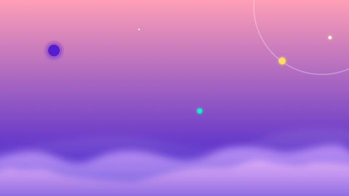 Digital art with planets and clouds