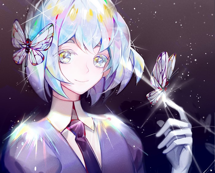 Phos from Houseki no Kuni with butterflies