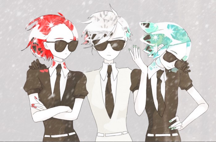 Phos, Cinnabar, and Antarcticite from Houseki no Kuni