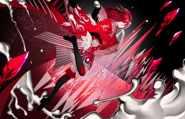 Cinnabar from Houseki no Kuni in abstract red and black.