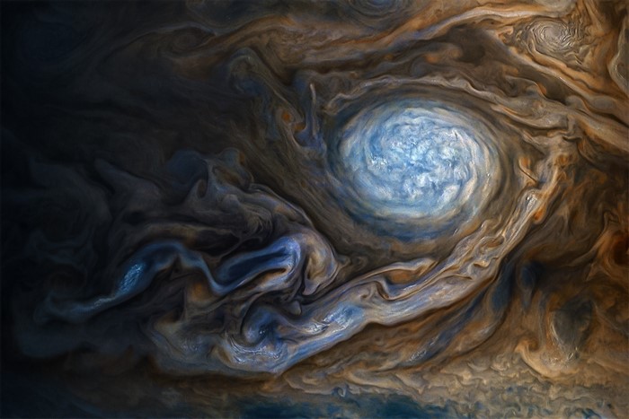 Jupiter's swirling clouds and storms