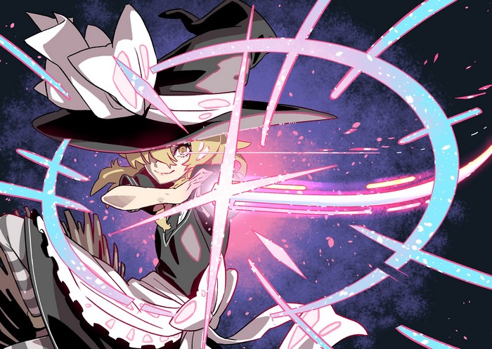 Kirisame Marisa from Touhou casting a spell