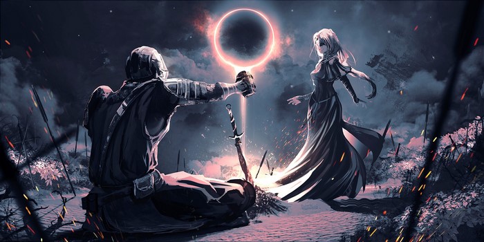 Knight and Fire Keeper from Dark Souls 3