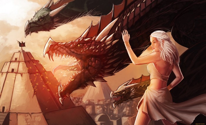 Daenerys Targaryen with Dragons from Game of Thrones
