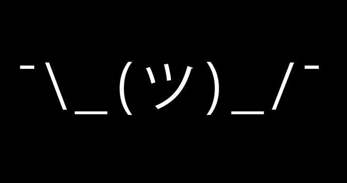 Shrug emoticon on black background
