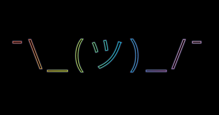 Shrug emoticon with neon outline