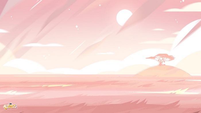 Steven Universe landscape with a lone tree on an island