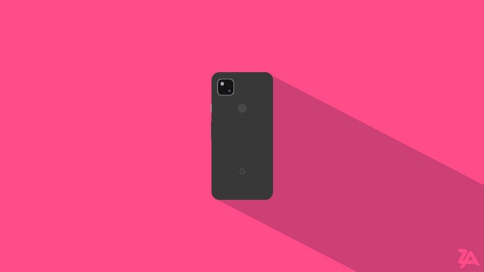 Google Pixel 4a on a pink background