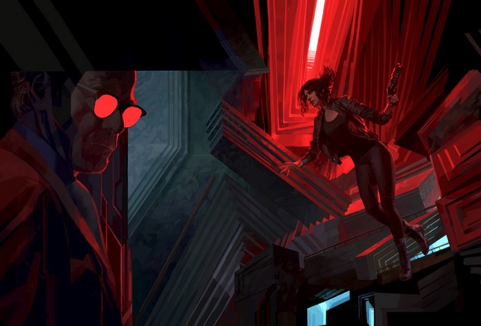 Girl With Weapon in Abstract Environment