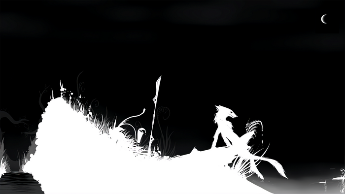 Anthro sergal sitting in a monochrome landscape
