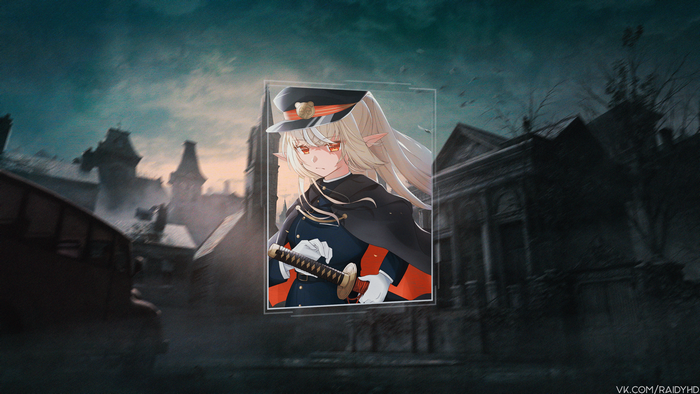 Anime girl in uniform with sword