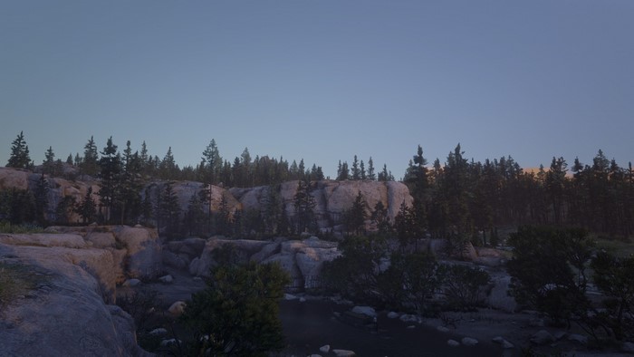 Red Dead Redemption 2 landscape with rocks and trees