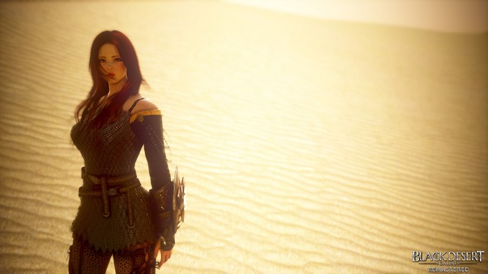 Redhead woman in desert armor from Black Desert Online