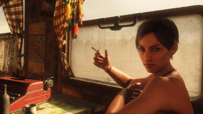 Anna from Metro Exodus smoking a cigarette