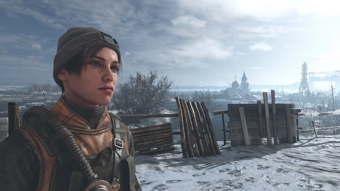 Anna from Metro Exodus in a snowy landscape