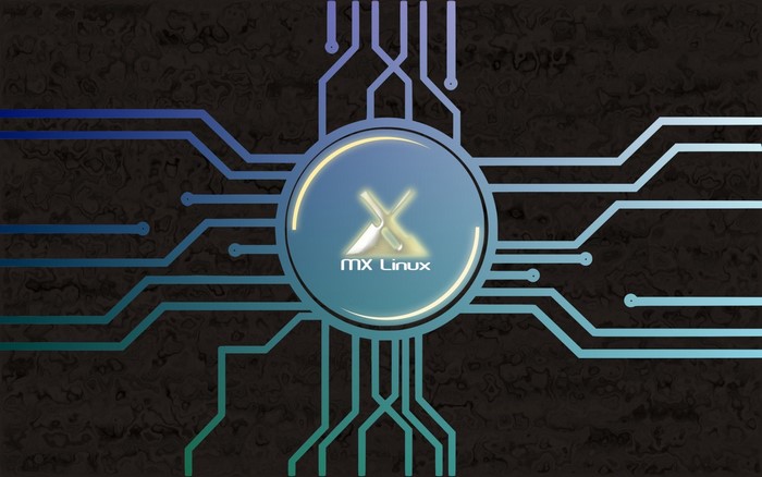 MX Linux logo with circuit board design