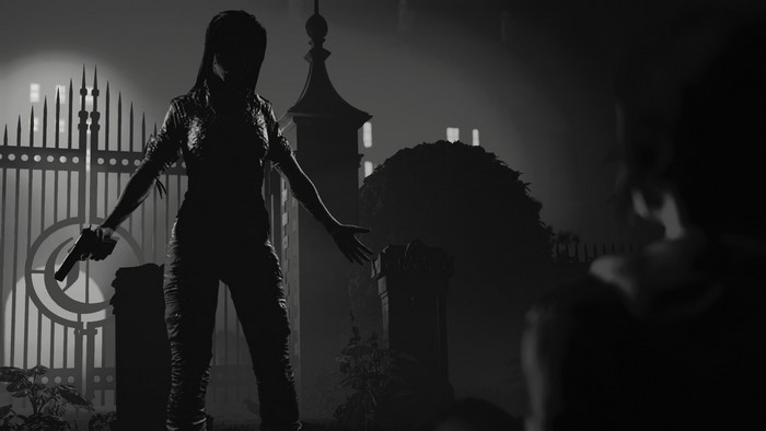 Lara Croft from Tomb Raider holding a gun
