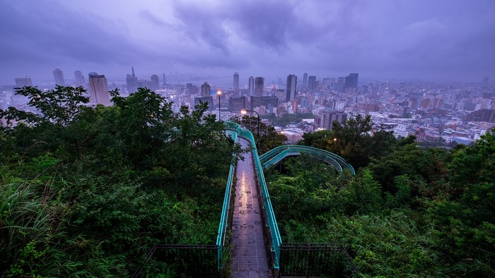Cityscape of Kobe, Japan on a Cloudy Day