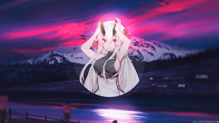 Anime girl with horns and red eyes