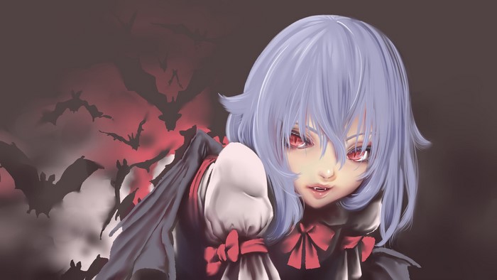 Remilia Scarlet from Touhou with bats