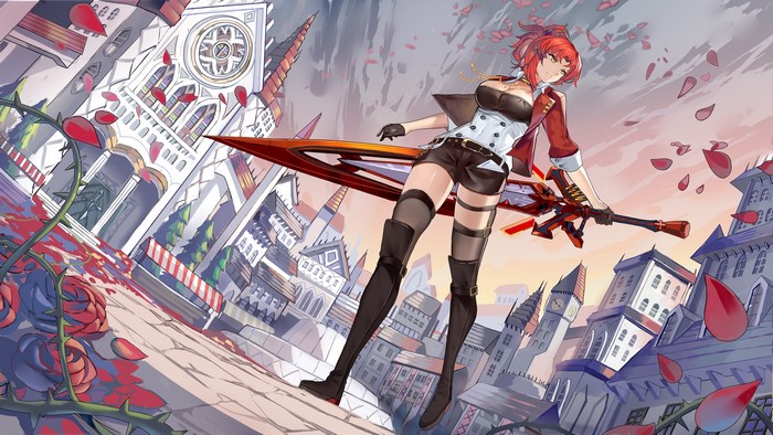 Murata Himeko from Honkai Impact 3rd with a sword