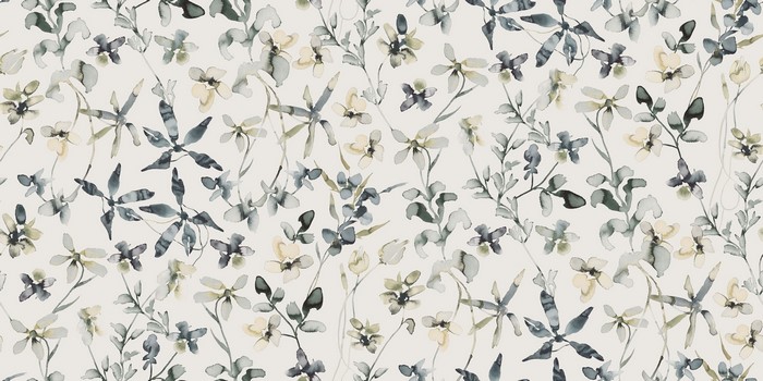 Watercolor floral pattern with delicate flowers and leaves