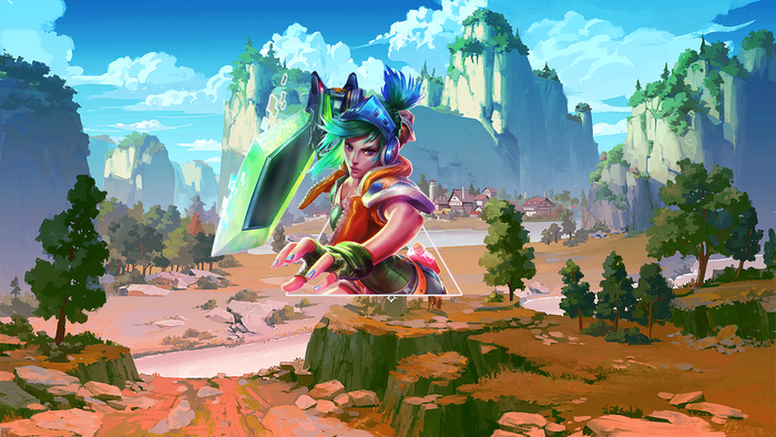 Riven from League of Legends with a large sword