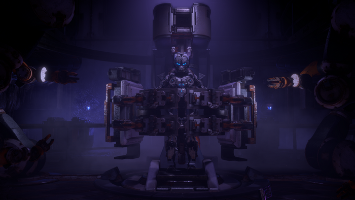 Robot in a futuristic laboratory from Horizon Zero Dawn
