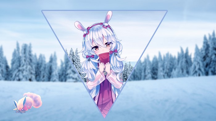 Anime girl with bunny ears in a snowy landscape