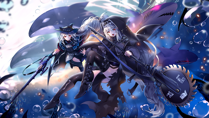 Skadi and Specter in Underwater Battle - Arknights