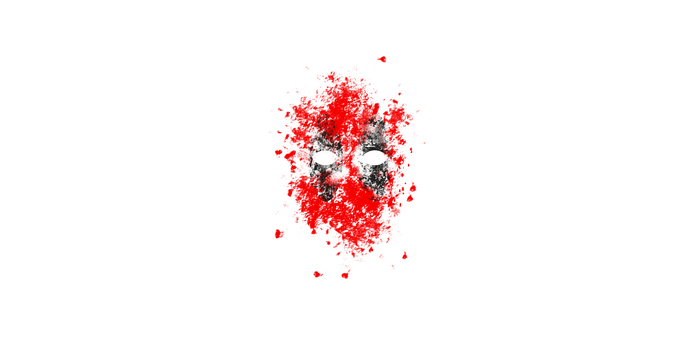 Deadpool mask with red splashes