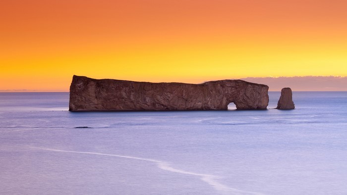 Percé Rock, Quebec, Canada at Dawn