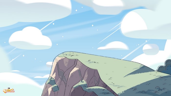 Steven Universe clouds and cliffside