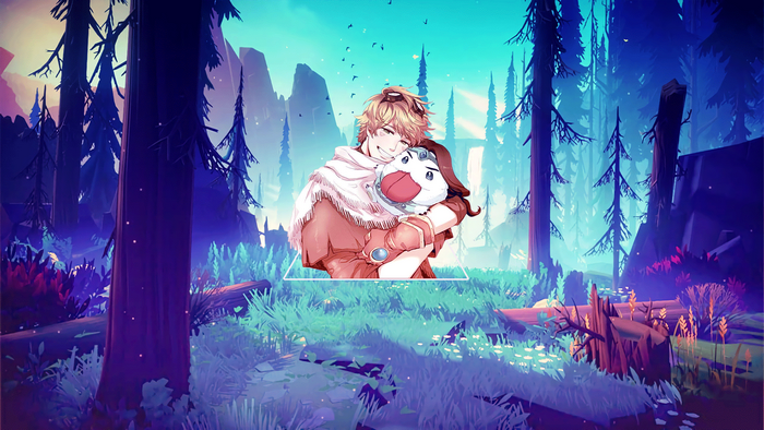 Ezreal from League of Legends hugging a Poro