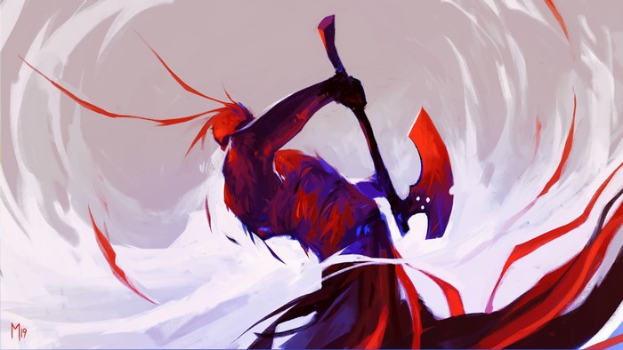 Berserker with axe in fantasy art
