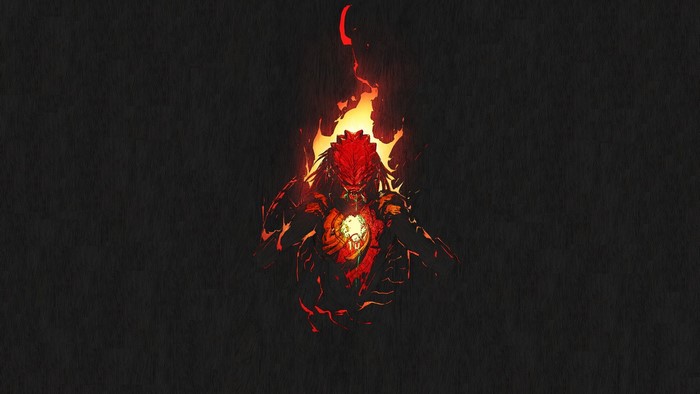 Predator creature engulfed in flames