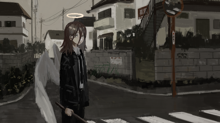 Angel Devil from Chainsaw Man in urban setting