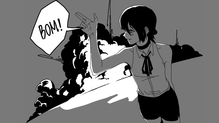 Reze from Chainsaw Man with an explosion