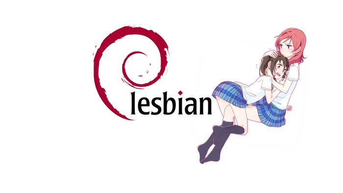 Debian logo with Nishikino Maki and Yazawa Nico from Love Live! Series