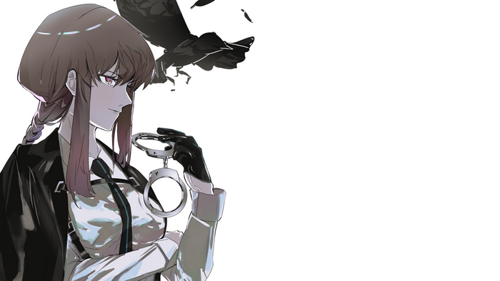 Makima from Chainsaw Man with a crow and handcuffs