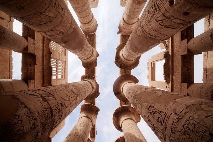Ancient Egyptian Pillars with Hieroglyphics