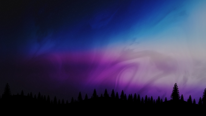 4K Aurorae Over Forest Silhouette