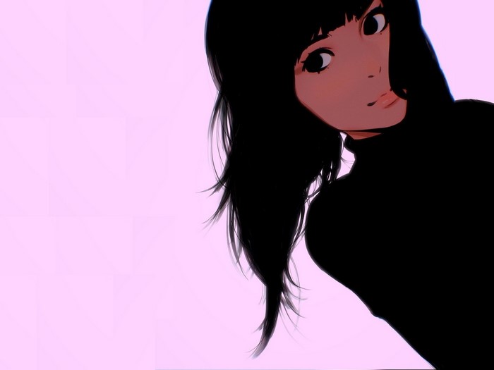 Artwork of a woman with long dark hair